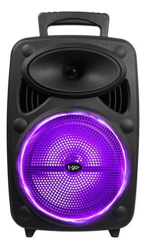 Parlante T-go Bahamas 3000wts Portátil Con Bluetooth Radio Fm Luces Control Remoto Micrófono Negro Con Manija