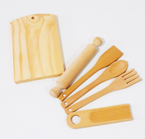 Pack X 10 Kit Cocina Utensillos De Madera Juguete Baum