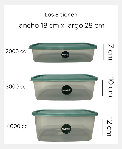 Set X8 Hermeticos Contenedor Plastico Vianda Taper Typlast Verde