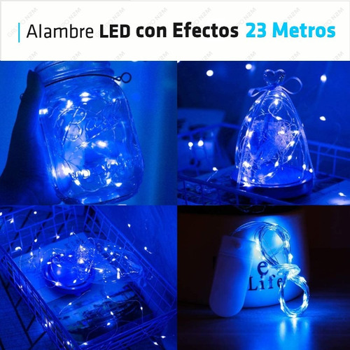 Imagen 3 de 10 de Alambre Luces Led 23 Metros Azul Exterior 220v Navidad