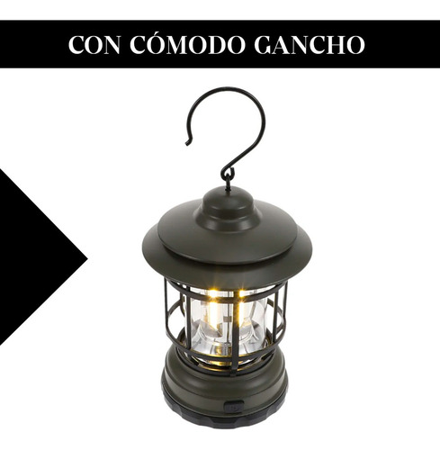 Lampara Farol Portátil Luz Led Jardin Patio 360 Recargable Verde