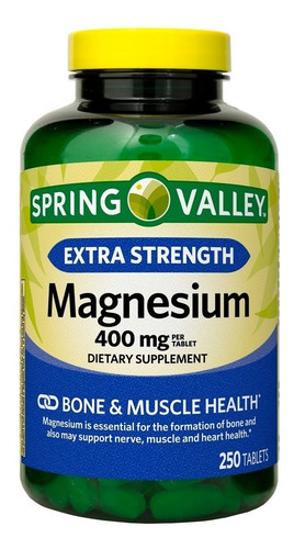 Magnesio 400mg (250 Tabletas) Alta Potencia Spring Valley