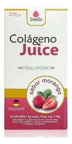 Colageno Verisol Juice+ácido Hialuronico - Snella-30 Sachês Sabor Morango