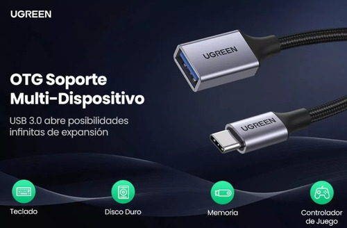 Hub Usb Ugreen Tipo C A Usb 3.0 Otg Adaptador Azul Acero