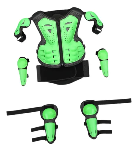 Equipo De Protección Completo Para Niños | Armadura Con Rodilleras, Coderas Y Protector De Espalda | Transpirable Y Ajustable | Para Bicicleta, Patinaje Y Deportes Extremos