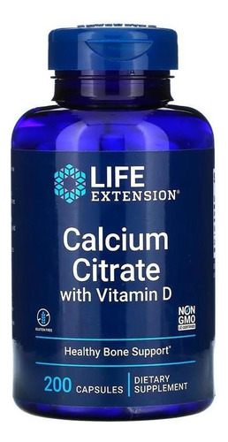 Life Extension Citrato De Calcio Y Vitamina D 200 Cápsulas