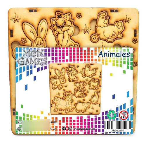 Imagen 2 de 4 de Rompecabezas - Xion Games Encastre Animales