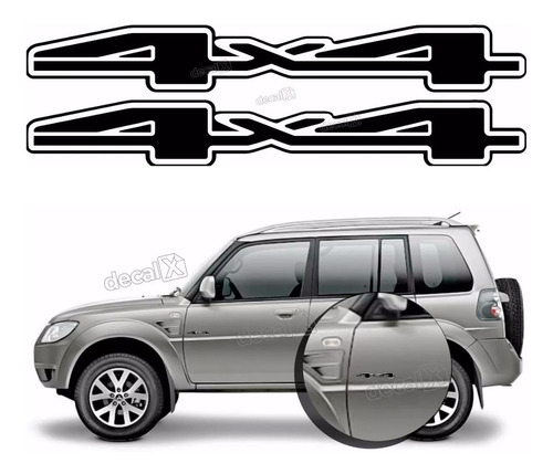 Emblema Adesivo Resinado 4x4 Mitsubishi Pajero Tr4 Par Tr407