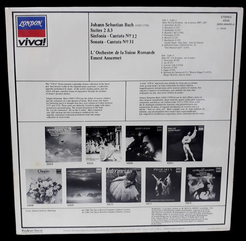 Lp Bach (lacrado): Suites 2 & 3, Etc. Ansermet. Novo Edição Limitada