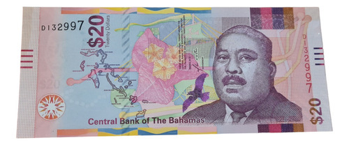 Billetes Mundiales : Bahamas  20 Dolares Año 2018