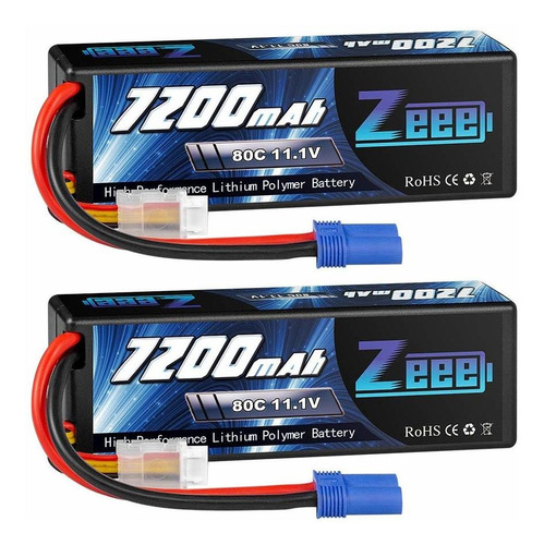 2 Baterias Lipo Zeee 11.1v 3s 7200mah 80c Con Ec5 Conector H