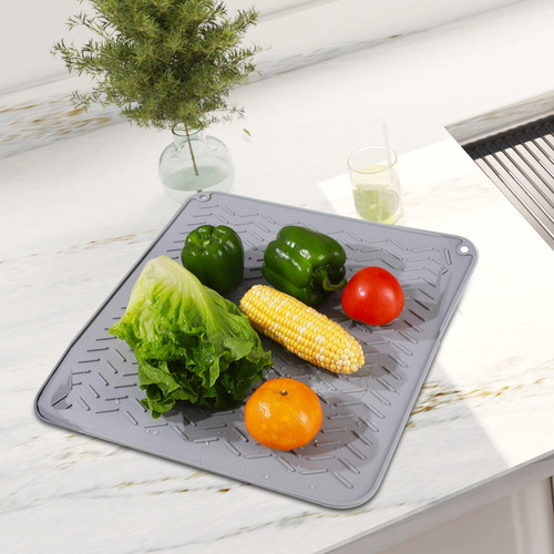 Bandeja De Silicona Para Secar Platos Que Protege Las S Gris