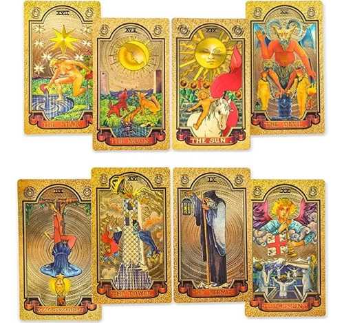 Cartas De Tarot 78 Lujosas Hojas De Tarot Doradas De Pvc