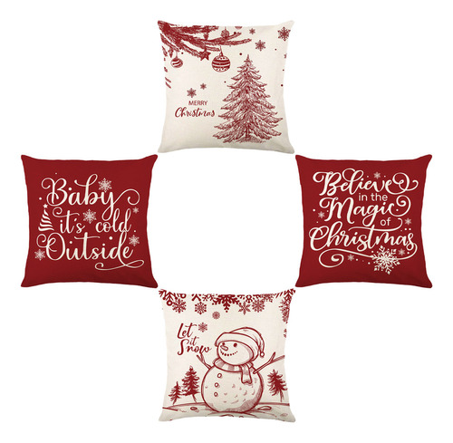 Juego De Fundas De Almohada Navideñas De 4 Piezas, Decoració