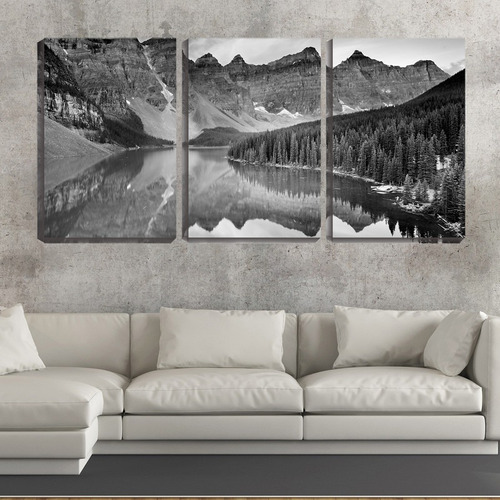 Quadro Decorativo 45x96 Lago Pb Entre Pinheiros