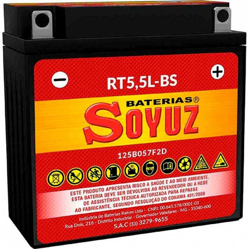 Bateria De Moto Soyuz Rt5,5l-bs