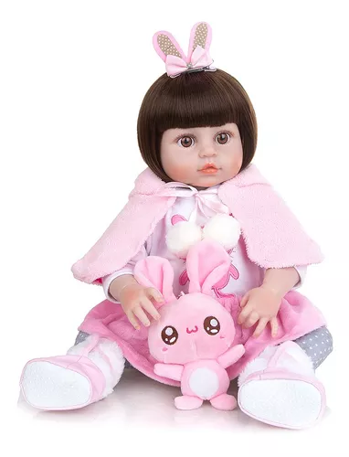 Boneca Bebê Reborn Menina Roupa de Coelhinha - Brastoy no Shoptime