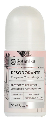 Imagen 2 de 2 de Desodorante roll on rosa mosqueta natural Botanika 60ml