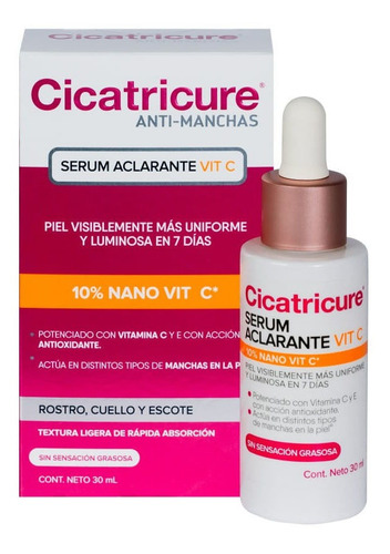 Serum Facial Cicatricure Aclarante Con Vitamina C X 30 Ml Tipo De Piel Mixta