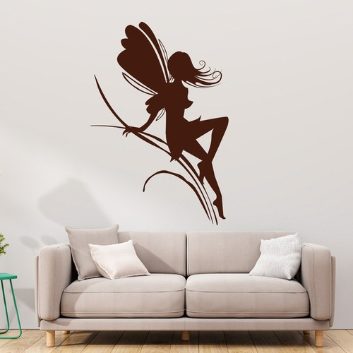 Vinilo Decorativo Para Pared - Hada Sobre Planta