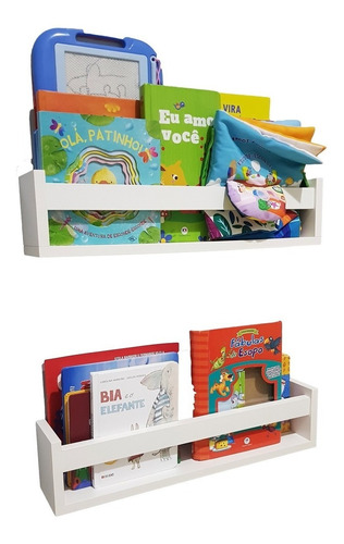 Kit 2 Prateleira Para Livros Infantil Quarto Montessoriano