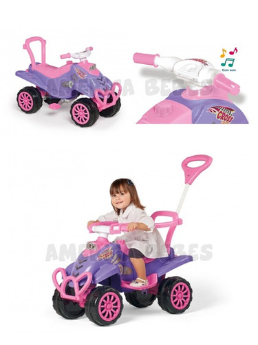 Cuatriciclo 2 En 1 Rosa Pedal Barral Desmontable Calesita