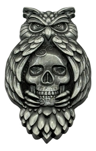  Pin Broche Botton Caveira Coruja Owl Skull Crânio Metal