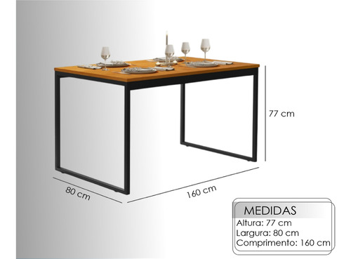 Mesa Jantar 1,60 Modelo Industrial Resistente Cozinha