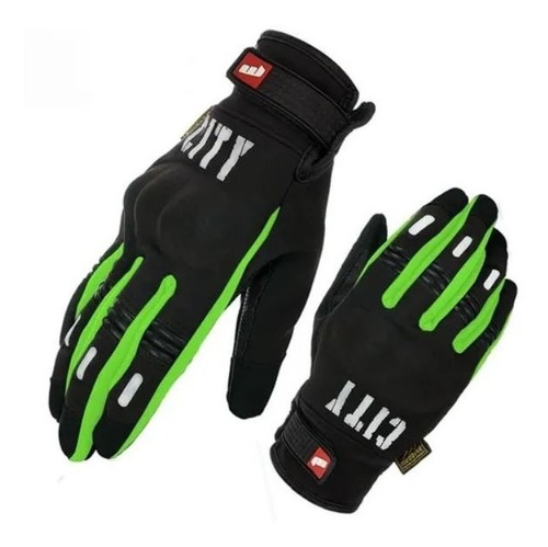 Guantes Para Moto Madbike City Touch Protecciones Negro/verd