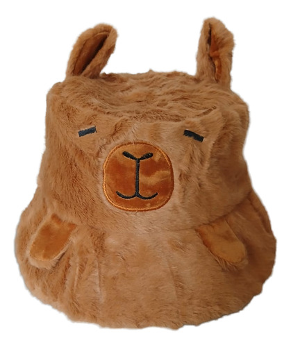 Sombrero Piluso Peluche Pelo Corderito Abrigo Capibara Marrón Unico Geométrico