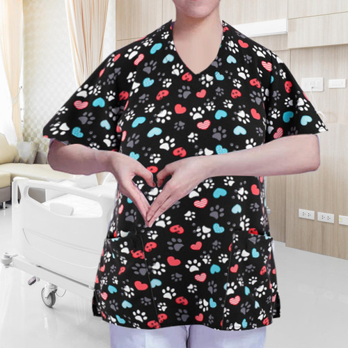 Camiseta Exfoliante Con Cuello En V Para Mujer, Uniforme De