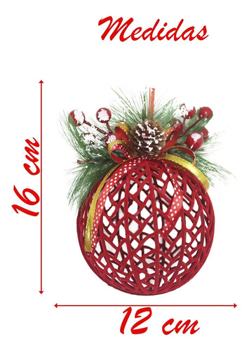 Juego de 6 adornos de gamuza roja con forma de bola hueca para árbol de Navidad, 16 unidades