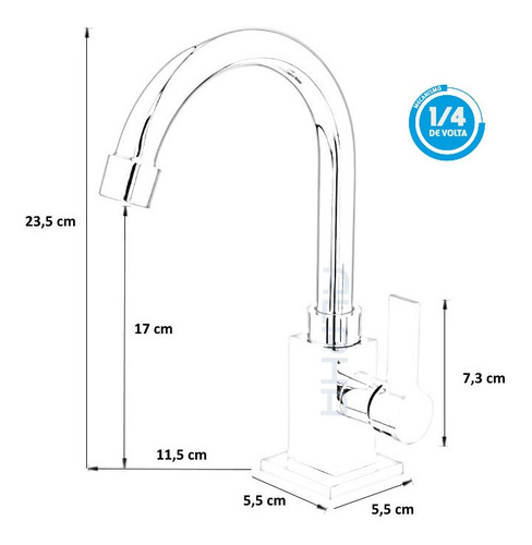 Alpha Hidrometais Quadra 4195 C-65 cor cromada
