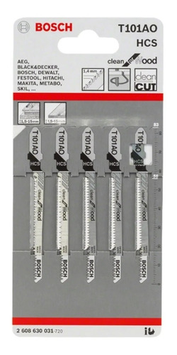 T101 Ao Hoja Sierra Caladora Bosch Para Madera P/curvas Blx5