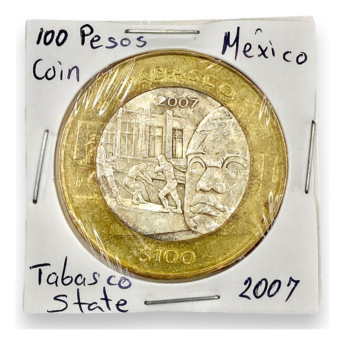 Moneda Bimetálica 100 Pesos Estado Tabasco Fase 2 Año 2007 (Usado)