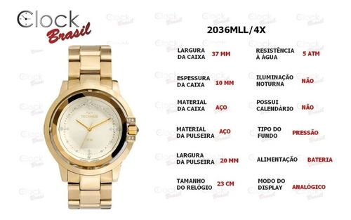 Relógio Technos Feminino Crystal Swarovski 2036mll/4x