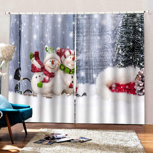 Cortinas Opacas De Impresas Digital Tema Navidad Para Sala