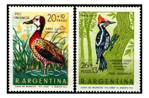 Aves - Pro Infancia '69 - Argentina - Serie Mint - Gj 1482-3