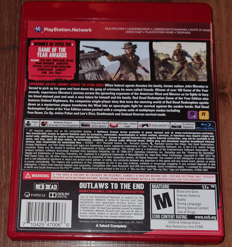 Red Dead Redemption Rockstar Games Ps3 Físico (Usado)