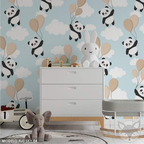 Papel Vinilo Para Pared Infantil Cielo Nubes Espacio 1a5