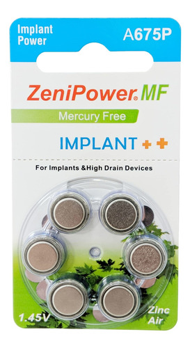 Zenipower A675p Zero Mercury - Pilas Para Implantes (60 Unid