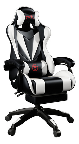 Silla Gamer Vejia Ergonómica Con Tapizado De Poliuretano Color Negro/blanco