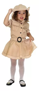 Fantasia Vestido Safari Caçador Feminino Infantil
