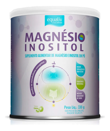 Suplemento Magnésio Inositol 100% Vegano Equaliv 330g Halal 