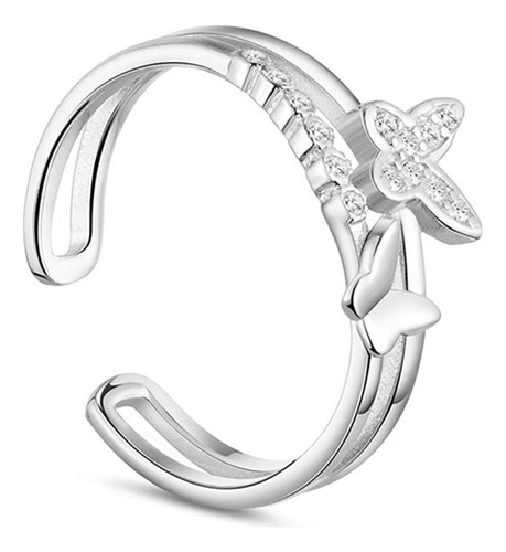 Lindo Anillo Romántico Con Circonitas Con Mariposas Para Muj