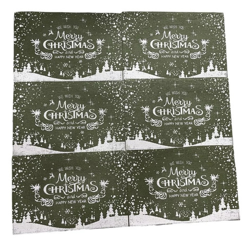 Set 6 Individuales De Mesa Rectangular Diseños Navidad