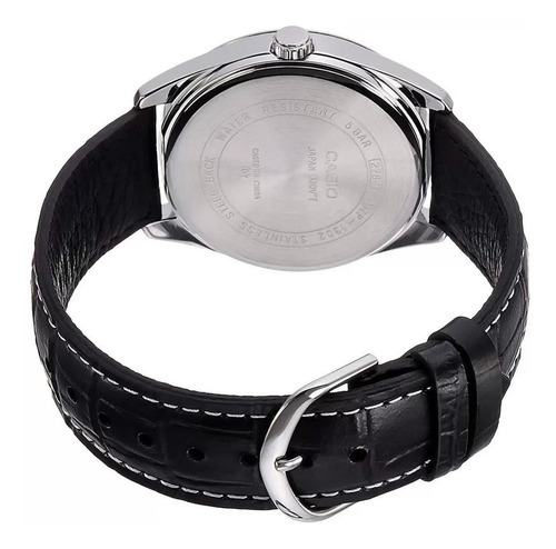 Reloj Casio Mtp 1302 Piel Negro Fechador Sumergible 50m