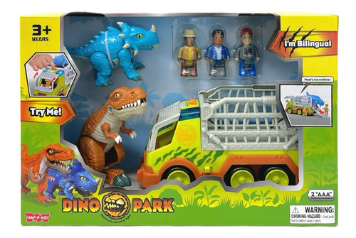 Parque De Dinosaurios Playset Bilingüe Con Luz Y Sonido 6pzs Color Verde