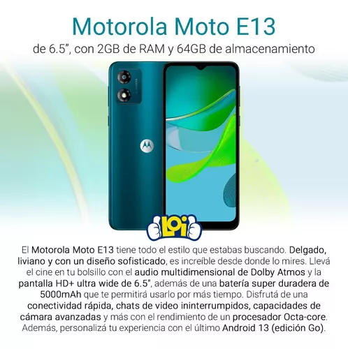 Celular Motorola MOTO E13 64 GB 6.5 Negro