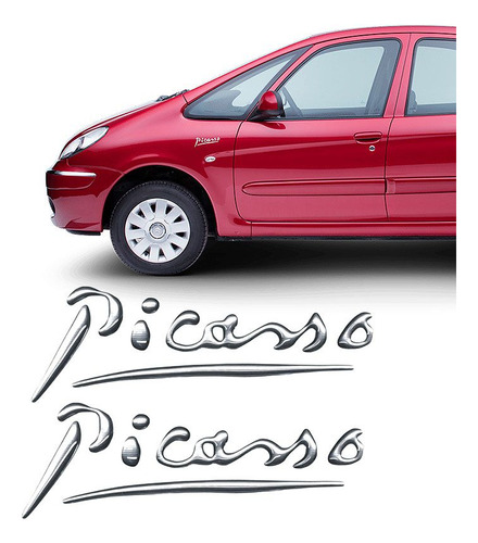 Par Emblemas Adesivo Citroën Picasso Resinado Cromado